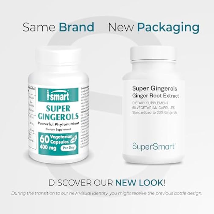 Supersmart - Super Gingerols 400mg per Day (High Potency 20% Gingerol) - Ginger Root Extract Supplement | Non-GMO & Gluten Free - 60 Vegetarian Capsules - Image 2