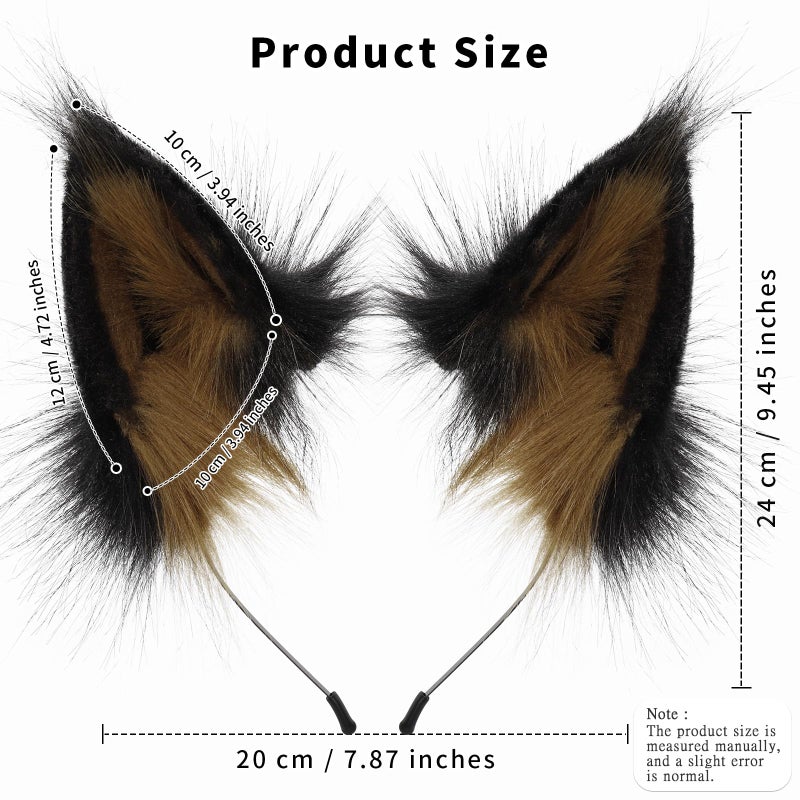 HAOAN Animal Faux Fur Fox Wolf Ear Headband Furry Handmade Hairband Headwear Costume Cosplay Accessories - Image 2