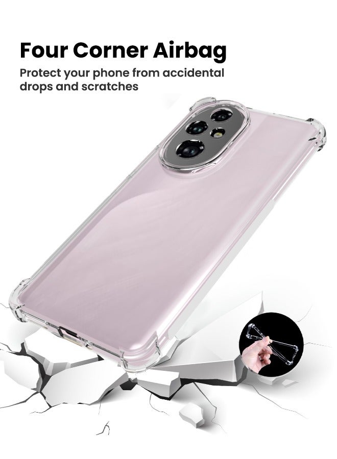 إيدويي حافظة Honor 200 5G، غطاء حماية مزود بأربع وسائد هوائية مضادة للسقوط، غطاء خلفي من مطاط TPU المرن النحيف والسيليكون الناعم المضاد للانزلاق لهاتف Honor 200 5G مقاس 6.7 بوصة، شفاف - Image 2