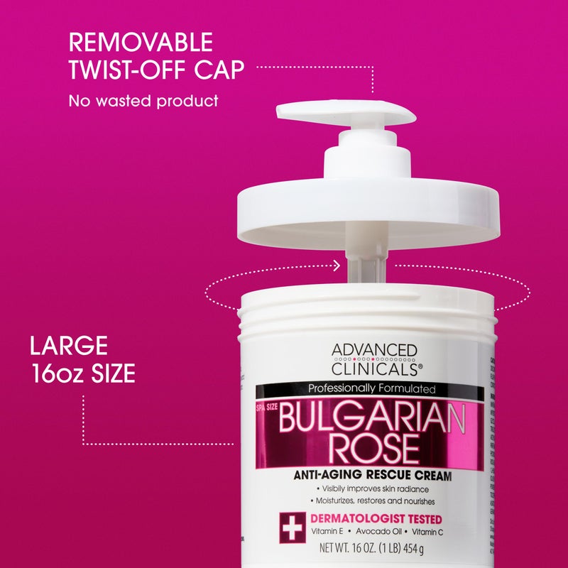 Advanced Clinicals Bulgarian Rose Lotion For Women | Rose Scented Vitamin C Body Lotion Cream | Visible Anti Aging Vitamin E Moisturizer Body Butter Improves Look Of Sagging Dry Skin & Texture, 16 Oz - Image 3