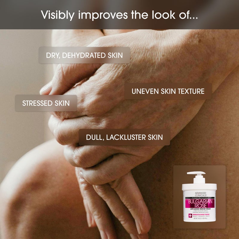 Advanced Clinicals Bulgarian Rose Lotion For Women | Rose Scented Vitamin C Body Lotion Cream | Visible Anti Aging Vitamin E Moisturizer Body Butter Improves Look Of Sagging Dry Skin & Texture, 16 Oz - Image 4