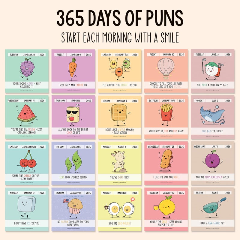 Bloomost 2026 Funny Pun Calendar â€“ Daily Tear-Off Desk Calendar with 365 New Puns & Jokes - Humor Gift for Friends, Family, Coworkers - Punny Christmas Gift, Office & Home Decor - Image 2
