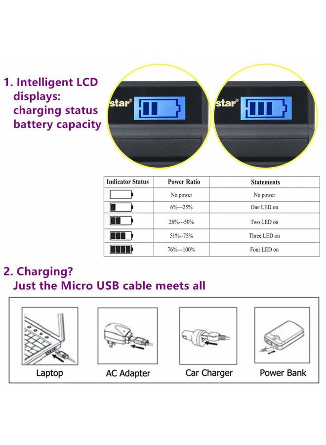 Kastar Battery (X2) & LCD Slim USB Charger for EN-EL12, ENEL12, MH-65 Coolpix S9900, S9700, AW120, S9500, AW110, S70, S9600, S6300, S6200, S8100, S9100, S800c, S31 Digital Cameras + More - Image 2