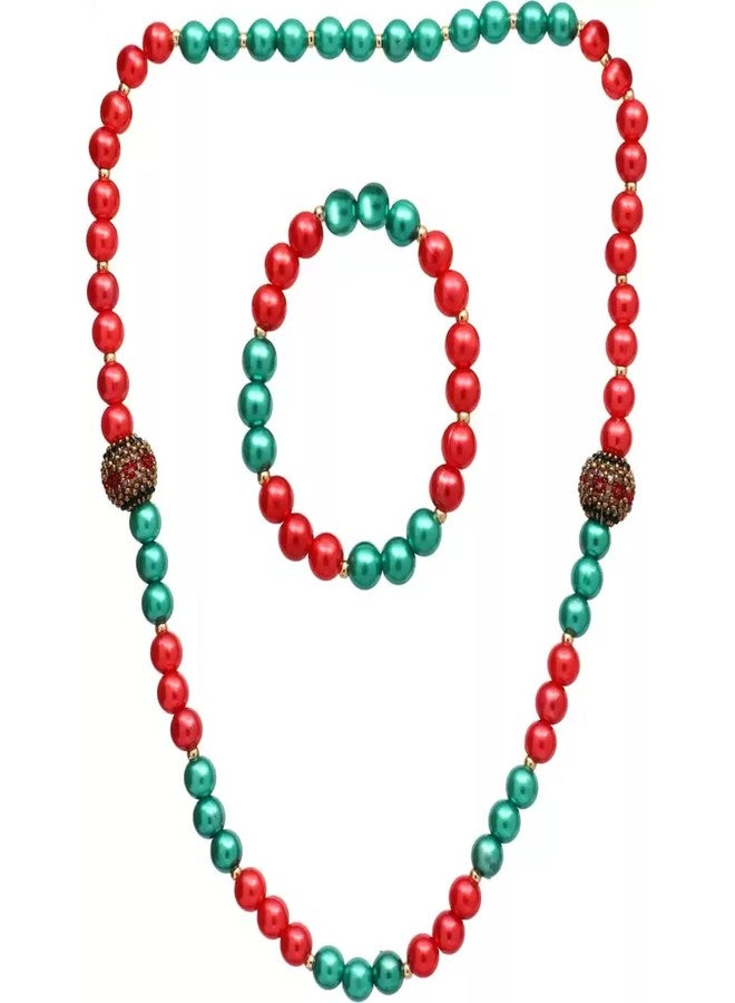 Coco Candy Red & Green Necklace & Bracelet in multicolor beads - Image 1