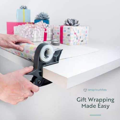 Wrap Buddies Tabletop Gift Wrapping Tool — Wrap Buddies Adjustable Paper Clamps with Tape Dispenser for Wrapping, Crafts, & Holiday Projects — Fits Most Tables & Countertops — Slate Grey, Set of 2 - Image 5