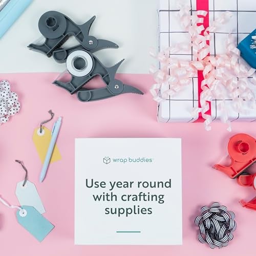 Wrap Buddies Tabletop Gift Wrapping Tool — Wrap Buddies Adjustable Paper Clamps with Tape Dispenser for Wrapping, Crafts, & Holiday Projects — Fits Most Tables & Countertops — Slate Grey, Set of 2 - Image 4