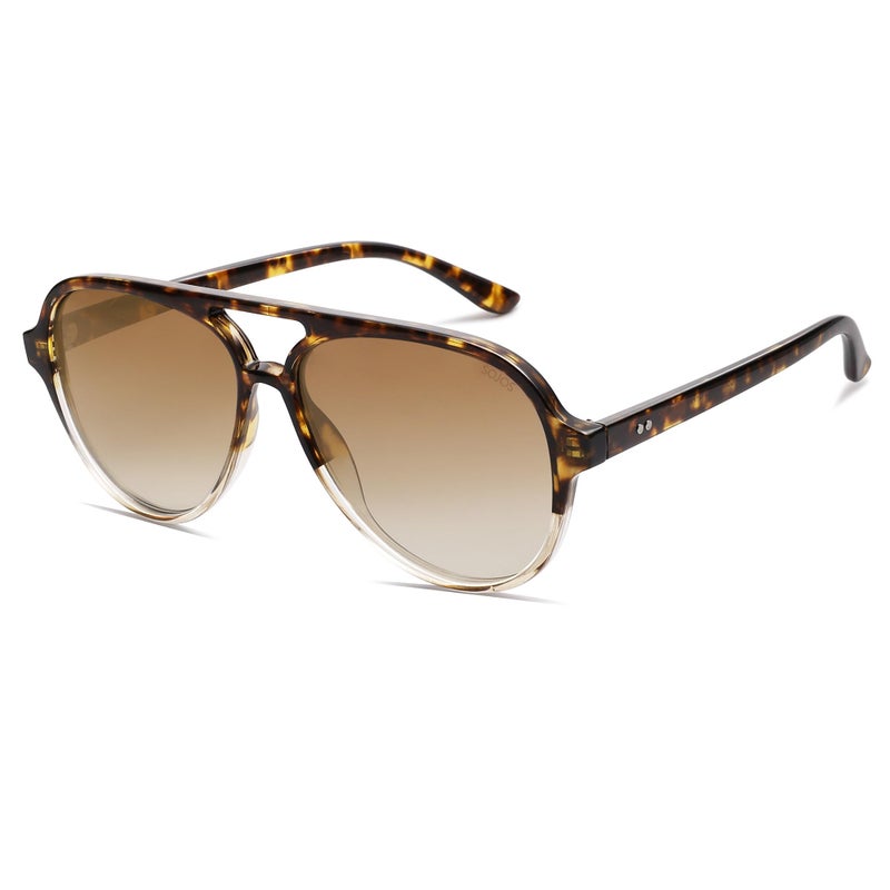 SOJOS Classic Polarized Aviator Sunglasses for Women Men, Retro Trendy Aviators Shades SJ2201, Tortoise Gradient Brown/Brown - Image 1