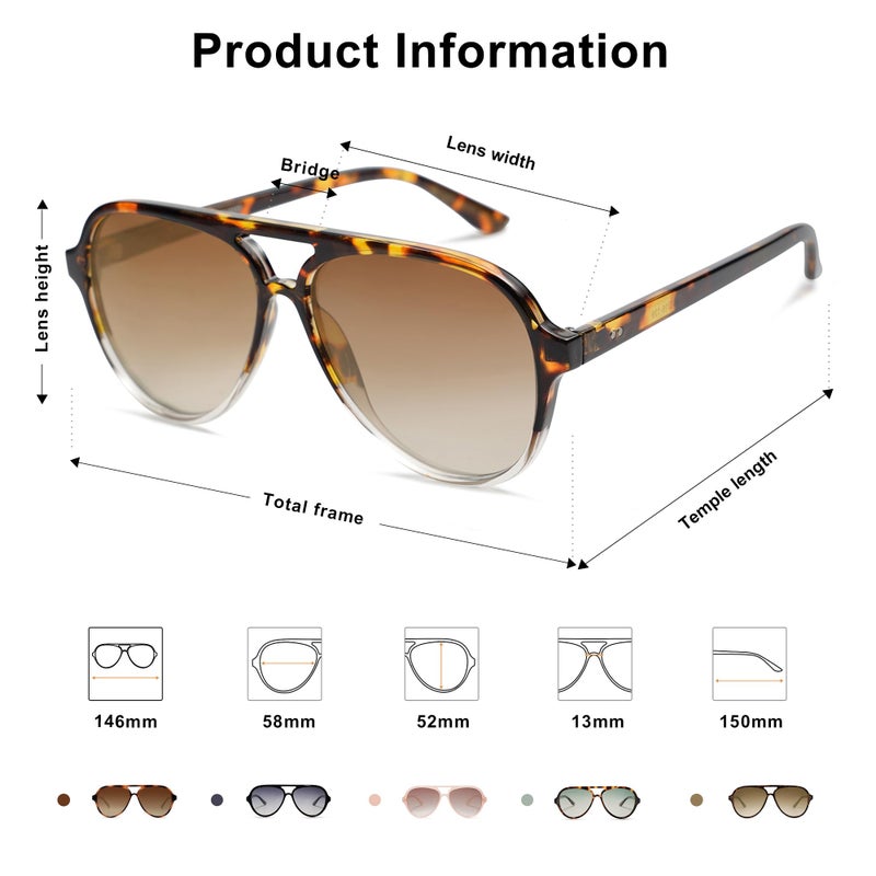 SOJOS Classic Polarized Aviator Sunglasses for Women Men, Retro Trendy Aviators Shades SJ2201, Tortoise Gradient Brown/Brown - Image 4