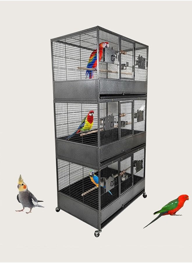MAJIBAO Bird Cage, Multiple Compartment Bird Cage, Strong cage, Modern cage, Birds House, Food Stainless steel Bowls, Beautiful design, Indoor use, Easy to Assemble, Black color cage, 186 cm height  - Image 1