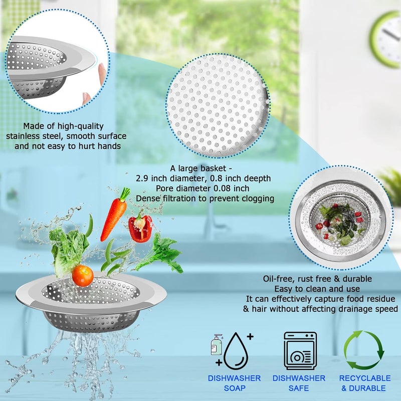 V-TOP Kitchen Sink Drain Strainer, 4 Pack Stainless Steel and Black Mesh Sink Strainer for Kitchen with Large Wide Rim 4.5" Diameter, Sink Filter Strainer with 3" Basket Sink Food Catcher - Image 5