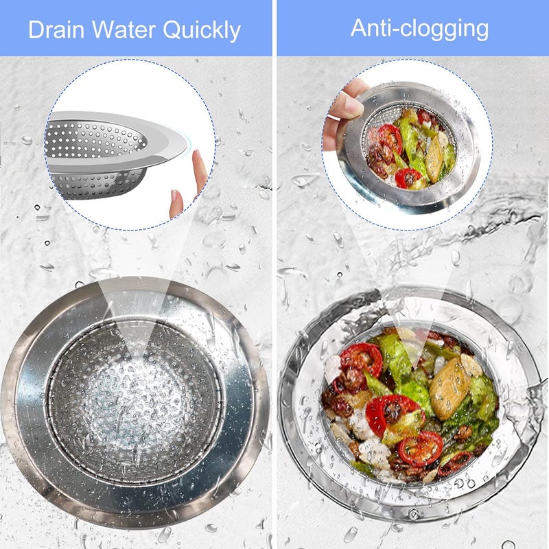 V-TOP Kitchen Sink Drain Strainer, 4 Pack Stainless Steel and Black Mesh Sink Strainer for Kitchen with Large Wide Rim 4.5" Diameter, Sink Filter Strainer with 3" Basket Sink Food Catcher - Image 4