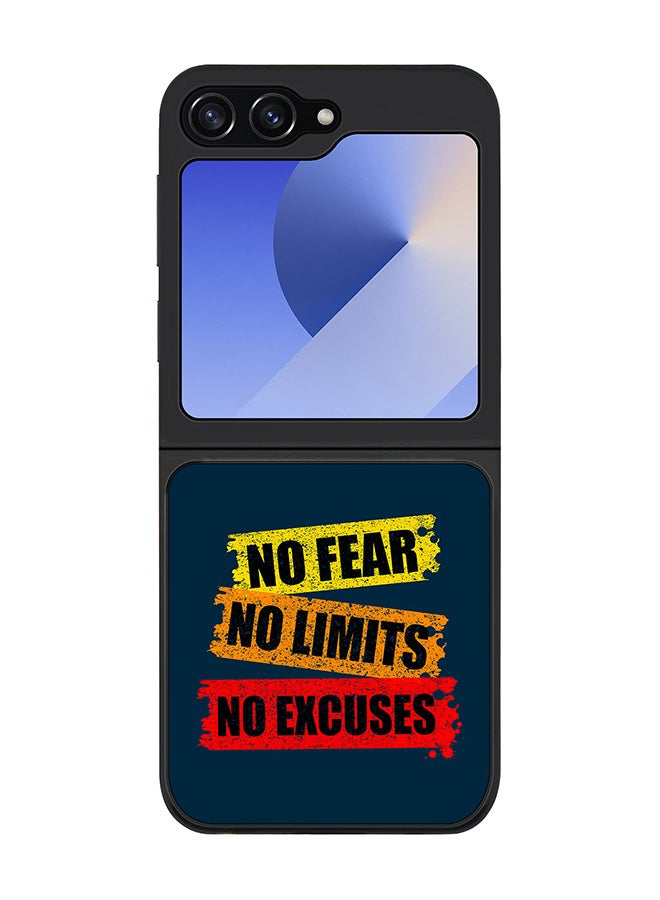 Stylizedd Rugged Black edge case for Samsung Galaxy Z Flip7 FE, Slim fit Soft Case Flexible Anti Drop TPU Gel Thin Cover -  No Fear Limits Excuses - Image 1