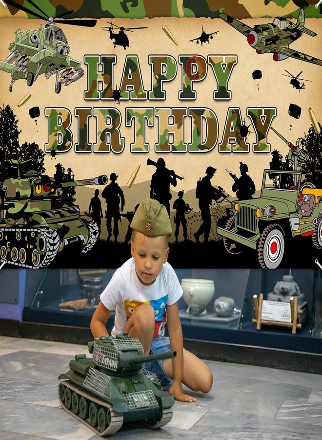 Avezano Camo Birthday Party Backdrop Banner 6 x 3.6 ft Military Birthday Party Decorations Army Camouflage Photo Background for Children Soldier - Image 4
