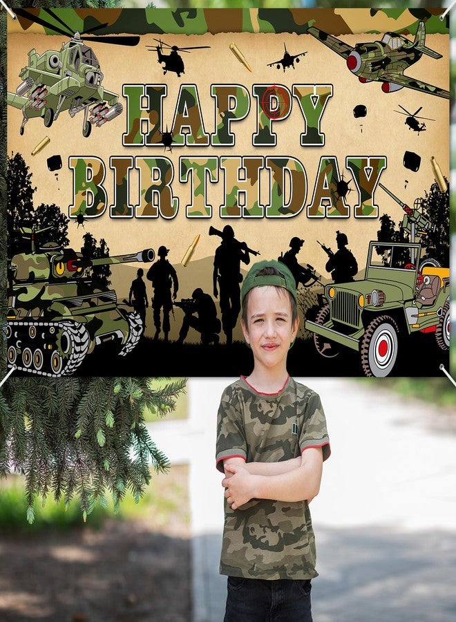 Avezano Camo Birthday Party Backdrop Banner 6 x 3.6 ft Military Birthday Party Decorations Army Camouflage Photo Background for Children Soldier - Image 5