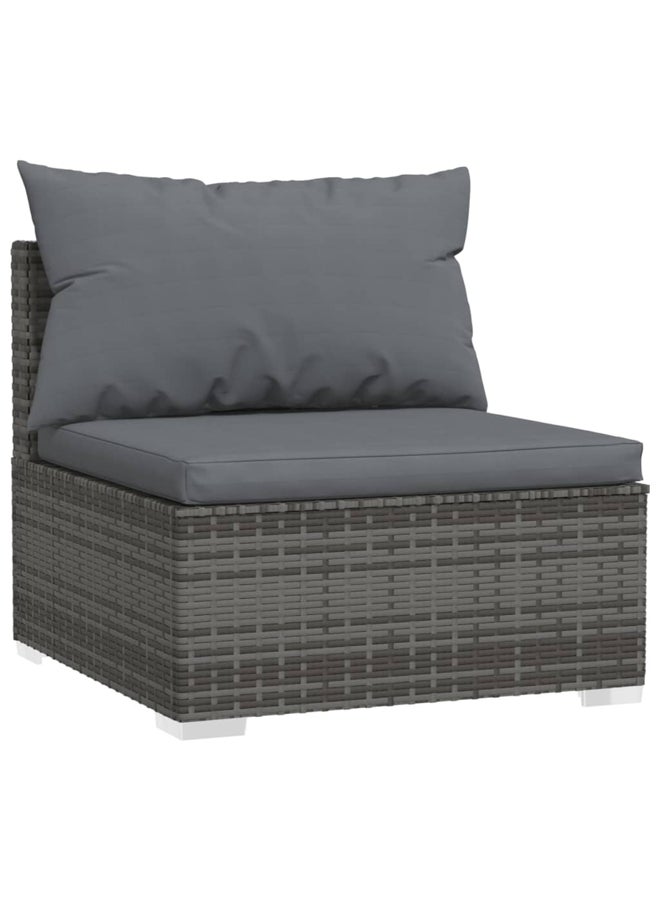 vidaxl 6 Piece Garden Lounge Set with Cushions Poly Rattan Grey 3101941 - Image 5