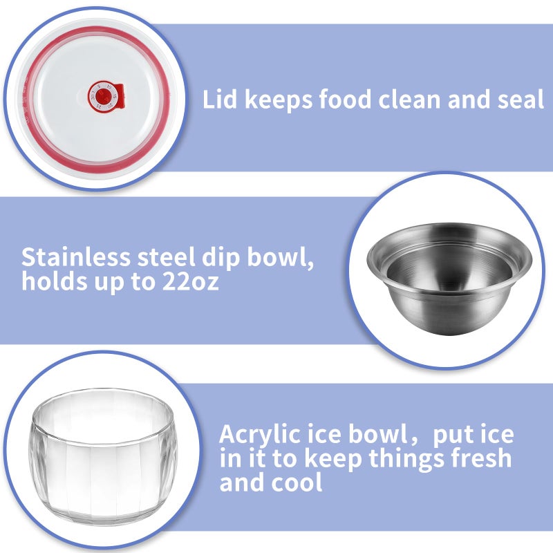 MOLIGOU 2 Pack Ice Chilled Dip Bowl with Lid, 22oz Chilled Serving Bowl for Parties, Dip Bowl on Ice with Stainless Steel Sporks - Image 4