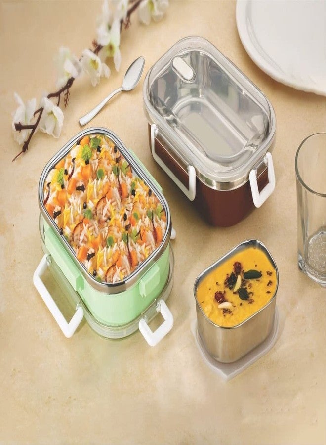 RD MALL Stainless Steel Lunch Box with Removable Divided Container, Leakproof Portion Control Bento Boxes for Adults, Kids, School, Office, More (Rectangle Shape, Multicolor) - Image 1