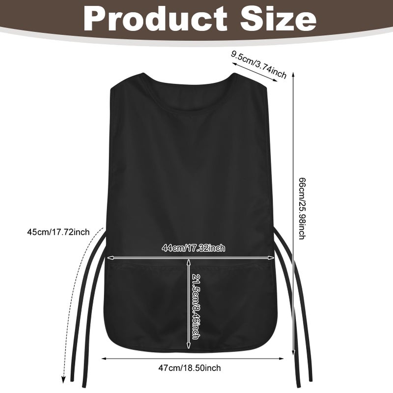XLSXEXCL 2 Pack Cobbler Aprons for Women and Men, Smock Aprons with 2 Pockets, Waterproof Cleaning Apron for Cooking, Baking, Gardening, Housework (Black) - Image 2