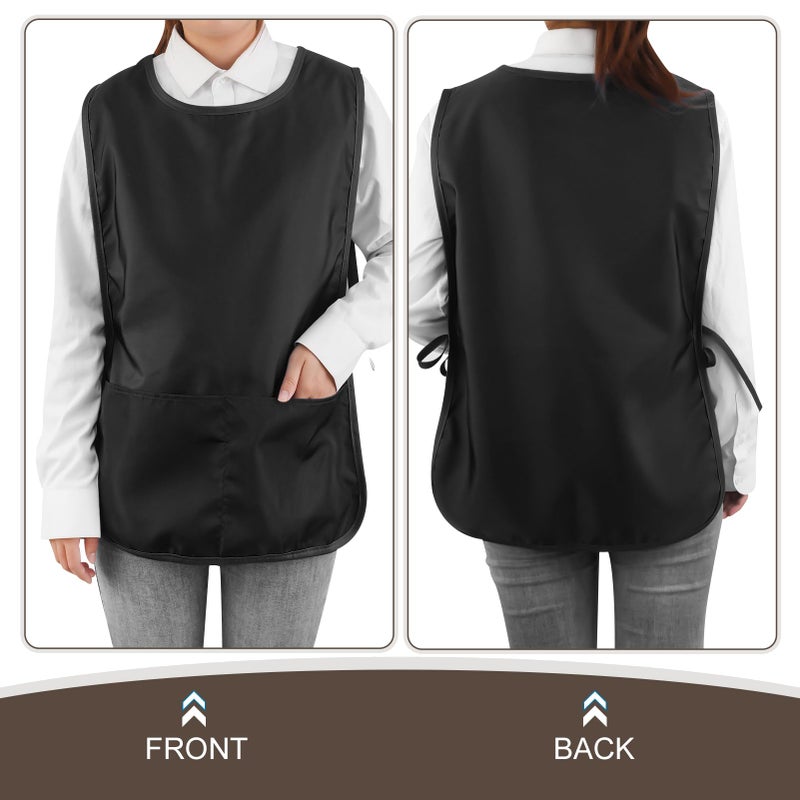 XLSXEXCL 2 Pack Cobbler Aprons for Women and Men, Smock Aprons with 2 Pockets, Waterproof Cleaning Apron for Cooking, Baking, Gardening, Housework (Black) - Image 5