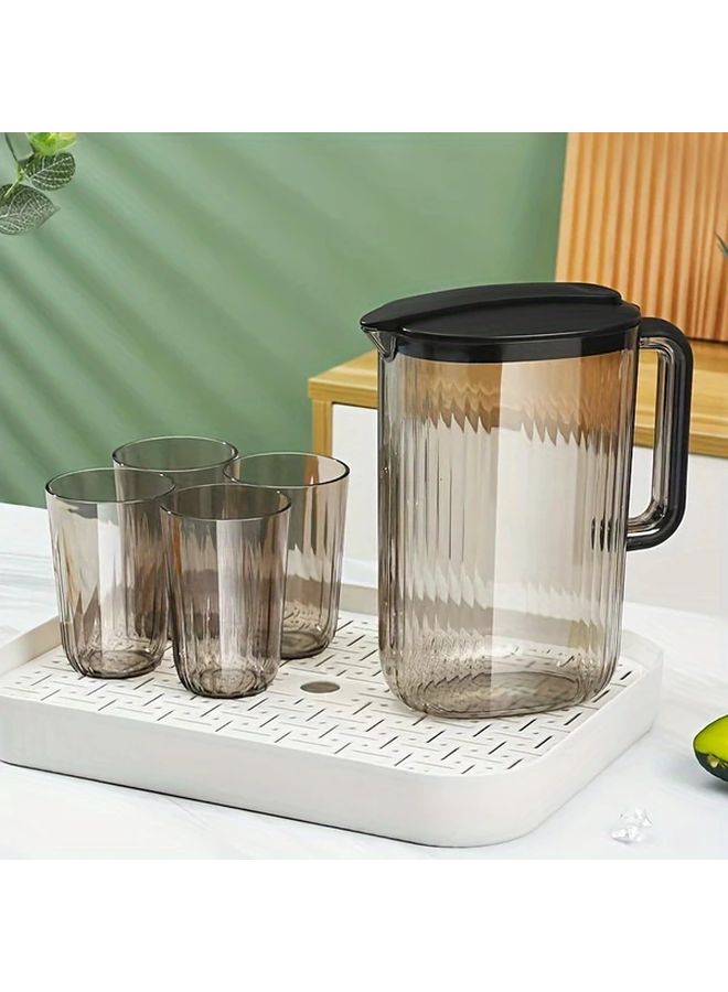 Green Large Capacity Cold Water Pitcher With Lid Durable Plastic Beverage Dispenser Hygienic One Touch Opening Easy Clean - Image 2