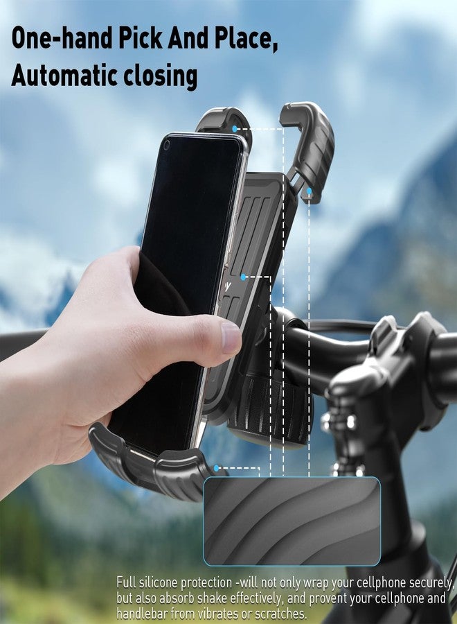 Hiboy Bike Phone Holder, 360° Rotation Adjustable Motorcycle Phone Mount,Bicycle Scooter Handlebar Phone Clip for 5.1" - 6.8" Smartphones - Image 3