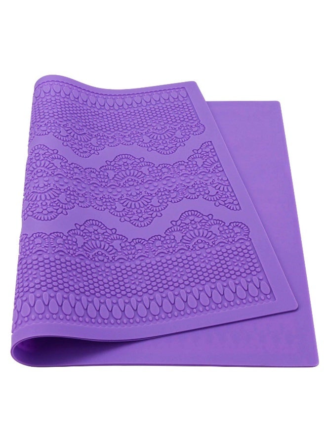 Beasea Fondant Lace Mold, Silicone Lace Mould for Cake Decorating Molds Silicone Shapes Border Decoration, Fondant Impression Mat Purple for Chocolate Sugar Sugarcraft Candy Cupcake Baking Embossing - Image 5