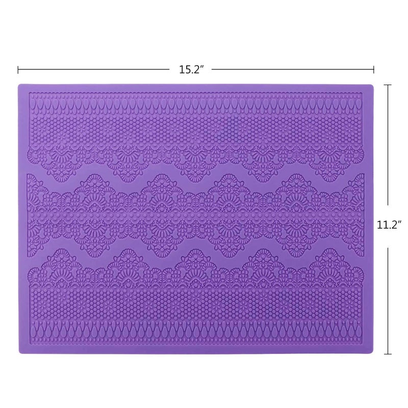 Beasea Fondant Lace Mold, Silicone Lace Mould for Cake Decorating Molds Silicone Shapes Border Decoration, Fondant Impression Mat Purple for Chocolate Sugar Sugarcraft Candy Cupcake Baking Embossing - Image 4
