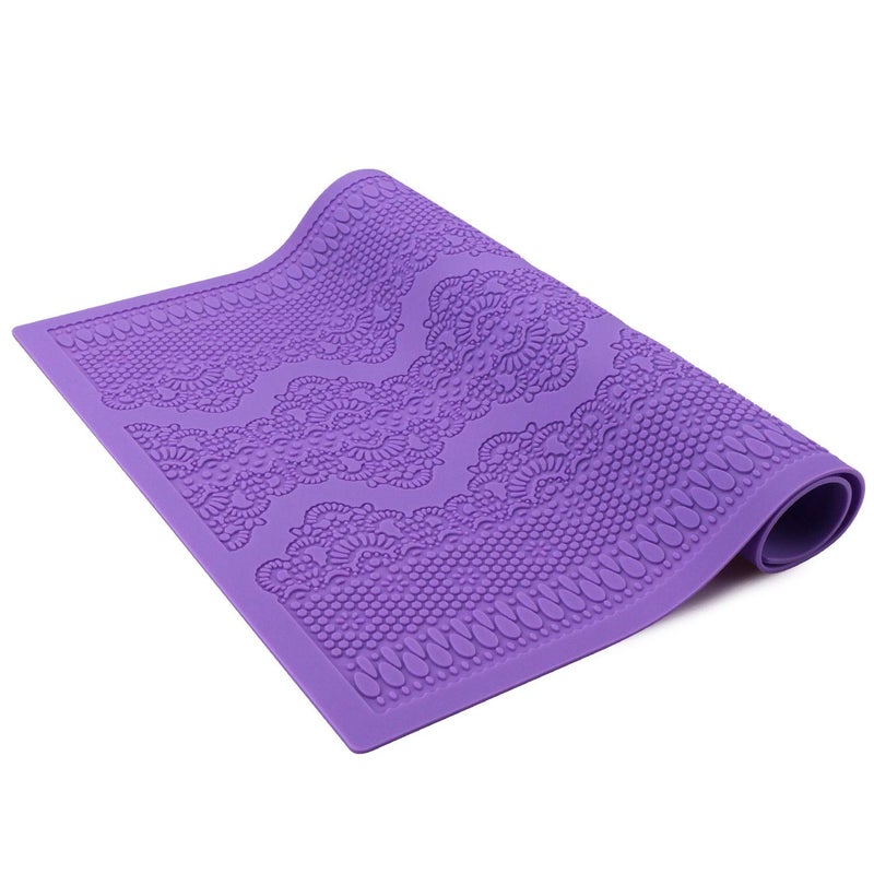Beasea Fondant Lace Mold, Silicone Lace Mould for Cake Decorating Molds Silicone Shapes Border Decoration, Fondant Impression Mat Purple for Chocolate Sugar Sugarcraft Candy Cupcake Baking Embossing - Image 3