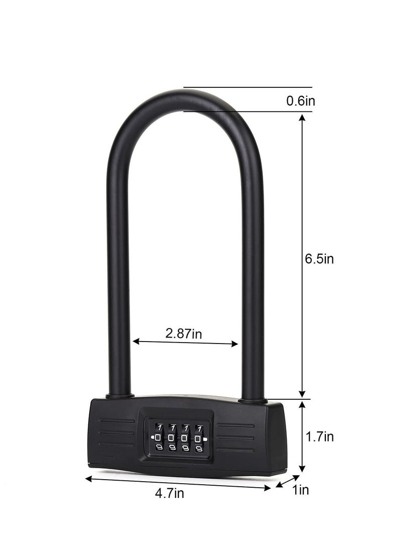 واي آند دي SYOSI 4 Digit Resettable Combination Bike U Lock D for Bikes Glass Door 14mm Shackle Heavy Duty Protection Long Bicycle Padlock 6.5 inches Inside - Image 3