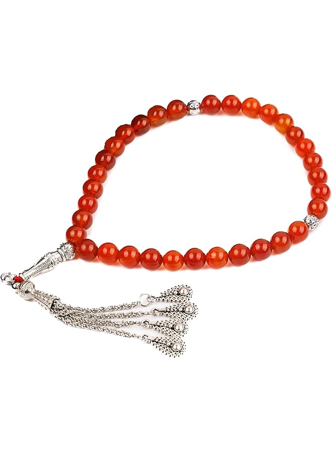 AC&L Pink Natural Agate Tasbeeh Prayer Beads 8mm Stones - Image 1