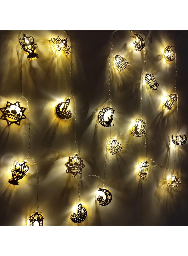 erorex Eid Ramadan Fairy String Lights 10 Feet 20 Leds Gold Eid Ramadan Decorations Islamic Eid Festival Fairy Lights Moon Castle Lantern Muslim Ramadan Kareem Indoor Outdoor Party Decor Supplies - Image 4