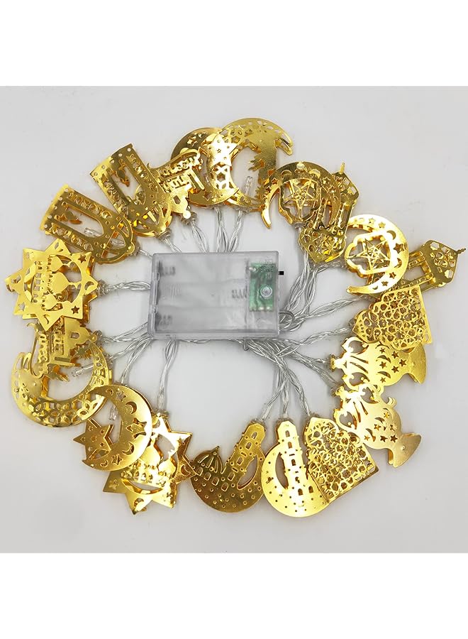 erorex Eid Ramadan Fairy String Lights 10 Feet 20 Leds Gold Eid Ramadan Decorations Islamic Eid Festival Fairy Lights Moon Castle Lantern Muslim Ramadan Kareem Indoor Outdoor Party Decor Supplies - Image 3