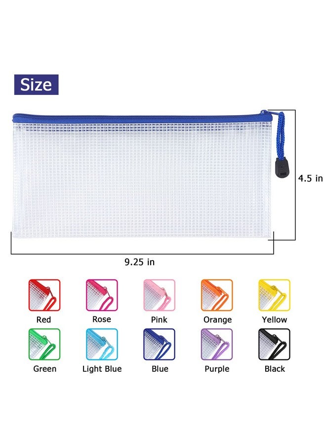 Tamaki 10 Pack Mesh Zipper Pouch Document Waterproof Zip File Bags Plastic Pencil Pouches A6 Size For Classroom Organization School Office Supplies(Colorful)  - Image 3