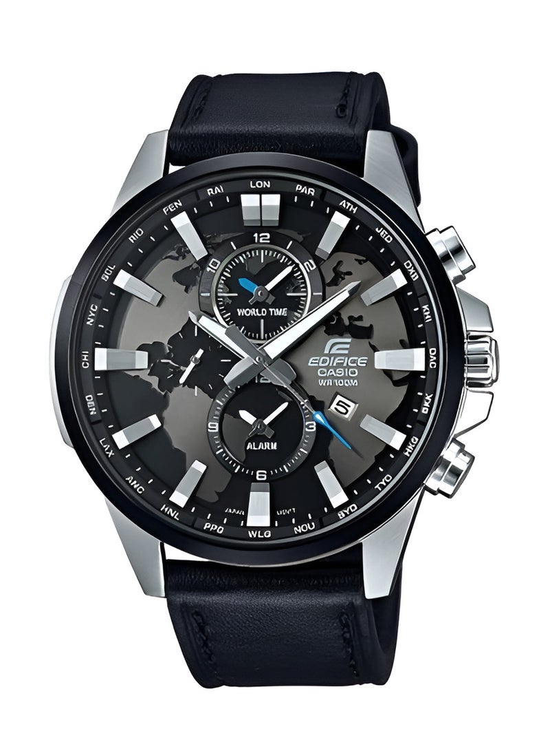 كاسيو ساعة كاسيو إيديفيس EFR-303D-1A للرجال بتوقيت عالمي - مينا رمادي - Image 1
