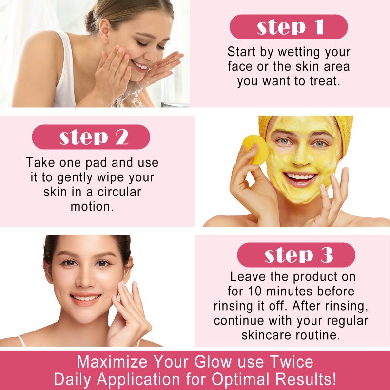 Pegciz Kojic Acid Pads - Kojic Acid & Turmeric Cleansing Pads, Facial Sponges for Cleansing - Image 3