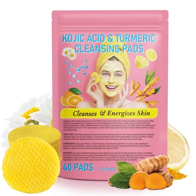 Pegciz Kojic Acid Pads - Kojic Acid & Turmeric Cleansing Pads, Facial Sponges for Cleansing - Image 1