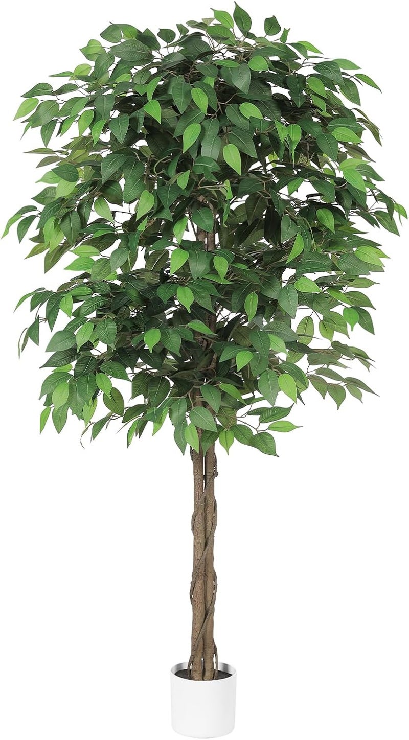 LYERSE Ficus Tree Artificial - 5ft Artificial Ficus Trees Indoor with Natural Trunk and Lifelike Leaves - Fake Ficus Tree for Home Office Corner Indoor Decor - Image 1