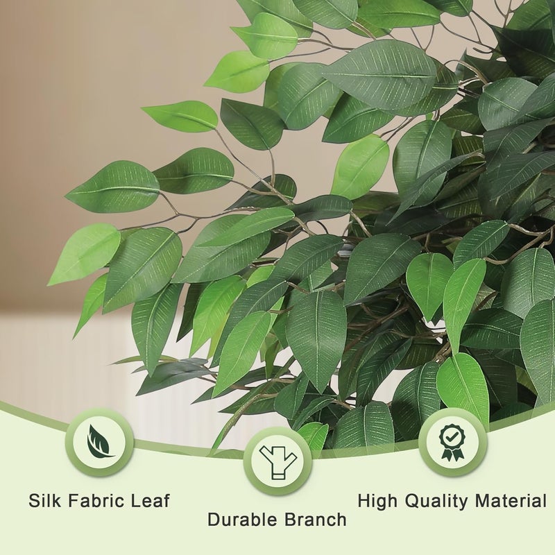 LYERSE Ficus Tree Artificial - 5ft Artificial Ficus Trees Indoor with Natural Trunk and Lifelike Leaves - Fake Ficus Tree for Home Office Corner Indoor Decor - Image 2