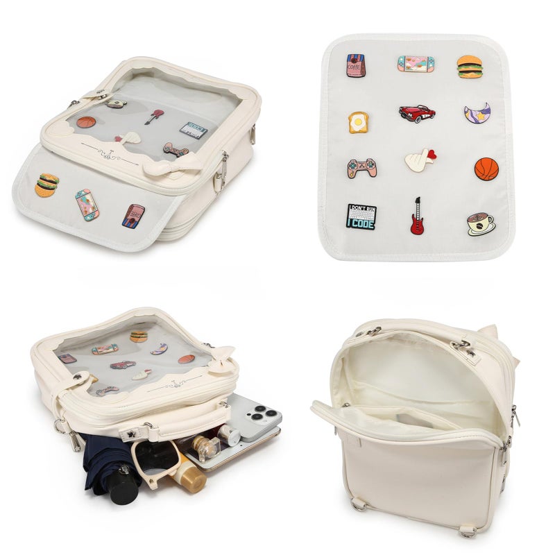 Rainbow Smile Ita Bag Backpack Crossbody Purse Kawaii Bag Anime Cute Doll bag for Kpop Fan Japanese Anime Pin Display - Image 5