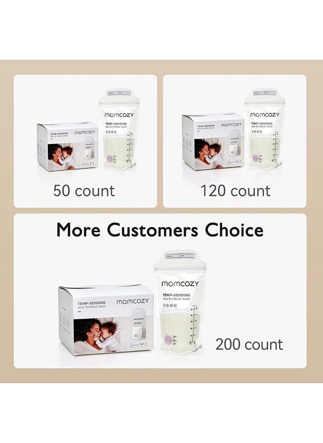 Momcozy - Breast Milk Storage Bag - Double Zipper - Temp Sensor - 6Oz - Pack Of 8 - Image 1