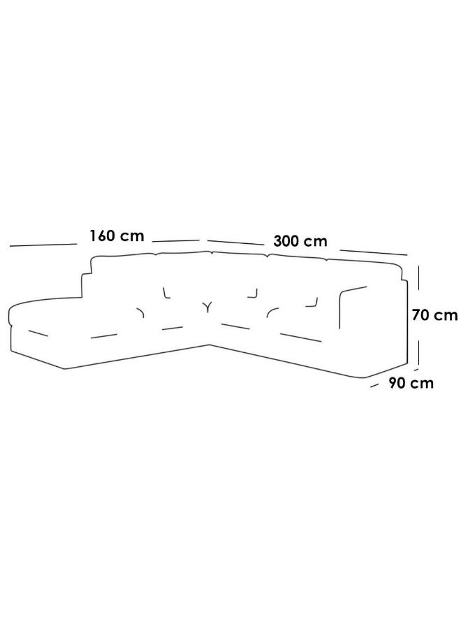 الهوم كنبة زاوية 5 مقاعد شكل حرفL   مقاس 70x90x300x160 سم - رمادي - Image 2