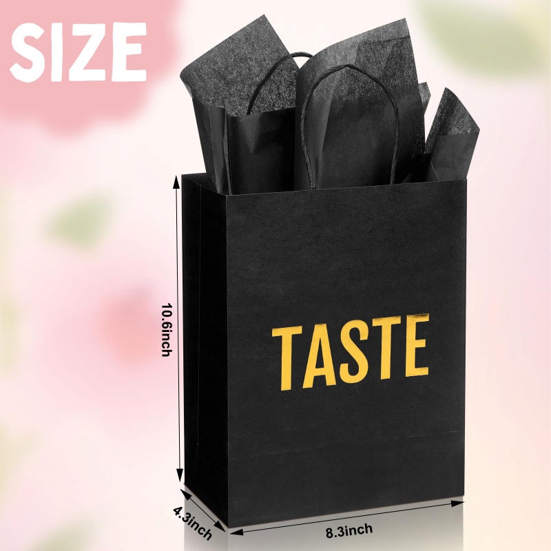Kolldenn 5 Senses Gift Bags for Him for Her with 10 Pcs Tissue Paper, Paper Bags with Handles Five Senses Gifts for Valentines Christmas Birthday Wedding Anniversary(Black,8.3 x 4.3 x 10.6 Inch) - Image 2