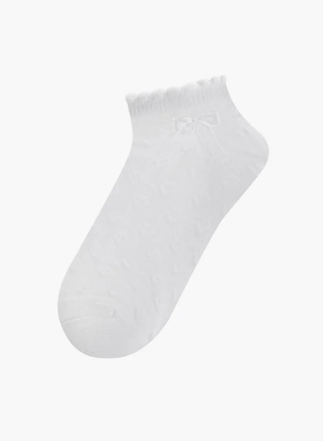 LBL By Shoexpress Solid School Ankle Length Socks With Bow Detail - Set Of 5