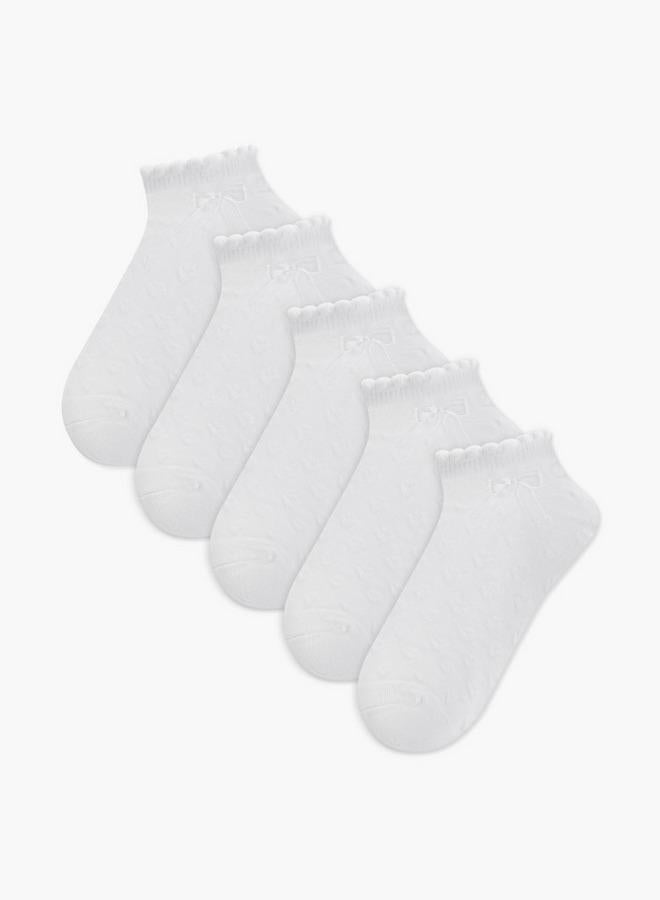 LBL by Shoexpress Solid School Ankle Length Socks With Bow Detail - Set Of 5 - Image 1