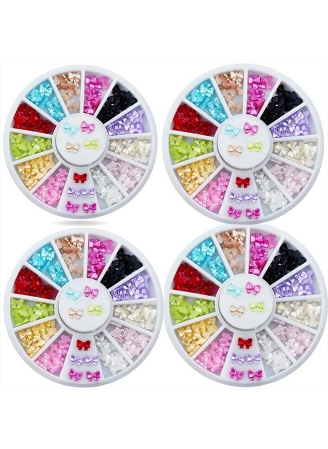 Minejin - Nail Art DIY Bows Decoration 3D Rhinestones Wheel Manicure Tips 4Pcs - Image 1