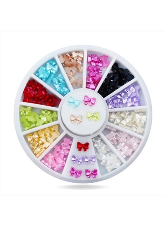 Minejin - Nail Art DIY Bows Decoration 3D Rhinestones Wheel Manicure Tips 4Pcs - Image 1