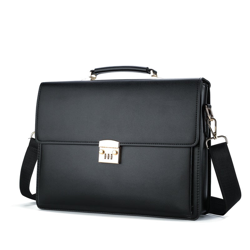 Men''s handbag business briefcase combination lock computer bag vintage briefcase Japanese leather messenger bag - Image 2