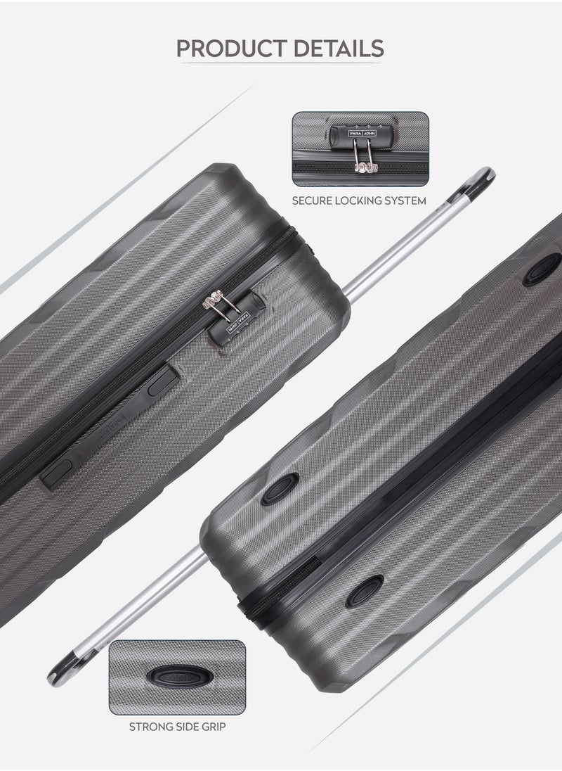 PARAJOHN Chevron 20-Inch Cabin-Size (Small) ABS Hard Case Luggage Trolley Bag with 4 Spinner Wheels and Lock – Dark Grey  - Image 2