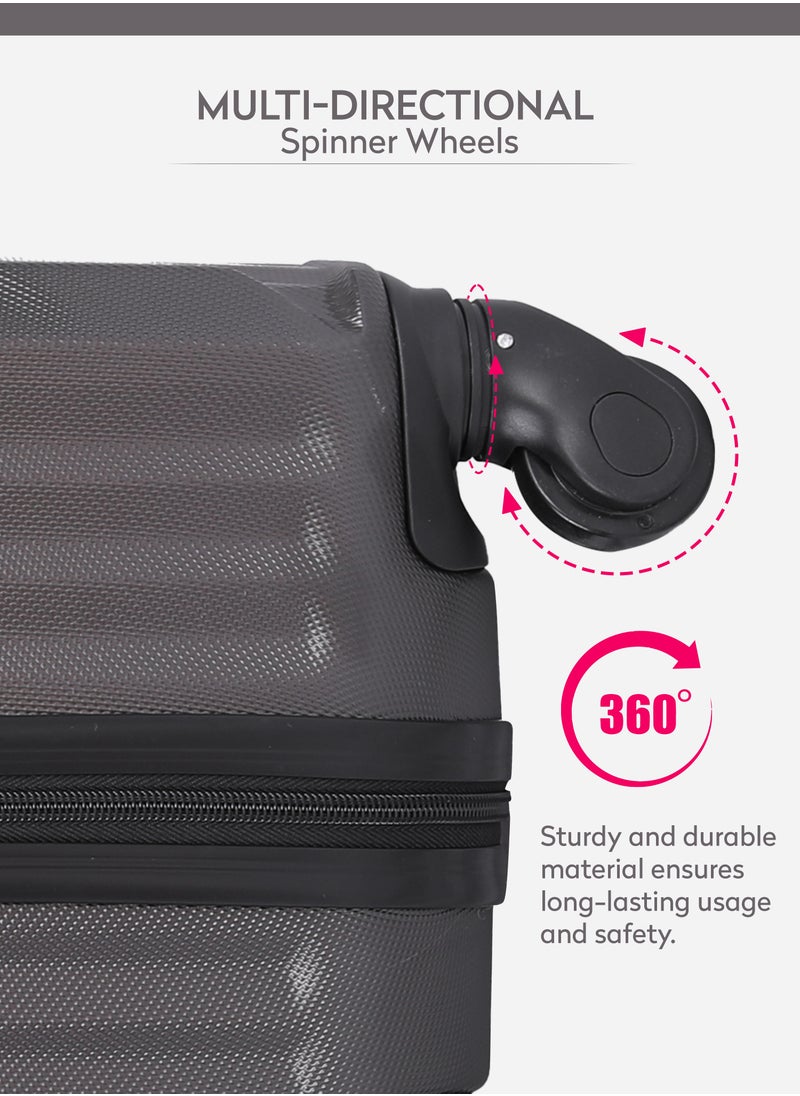 PARAJOHN Chevron 20-Inch Cabin-Size (Small) ABS Hard Case Luggage Trolley Bag with 4 Spinner Wheels and Lock – Dark Grey  - Image 3