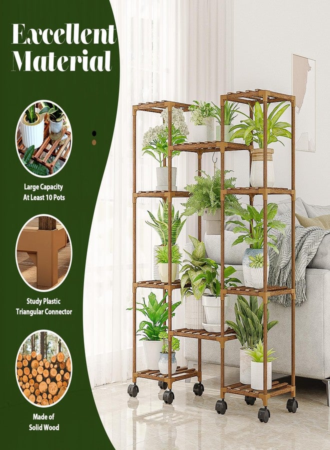 GENTINGBRO Plant Stand with Wheels Outdoor Indoor Hanging Plant Shelf for Multiple Plants Tall Large Holder for Living Room Patio Balcony Garden Corner Mobile - Image 3